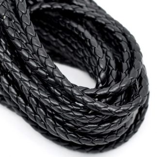 Шнурок кожаный плетеный ф 5,0 мм черный