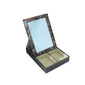 Шкатулка для хранения украшений с зеркалом (бронза, кож/зам) 200х270х50
